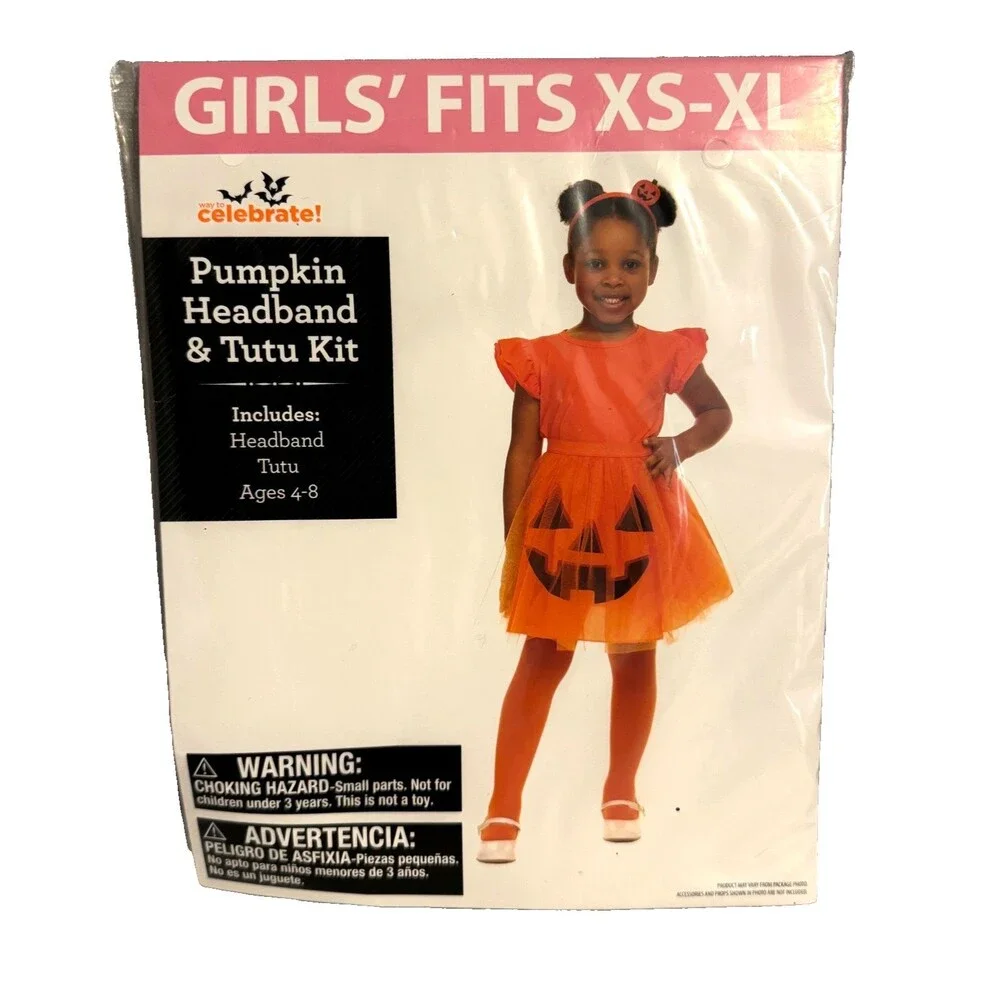 New Halloween Pumpkin or White Ghost Tutu+Headband Set Size XS-XL